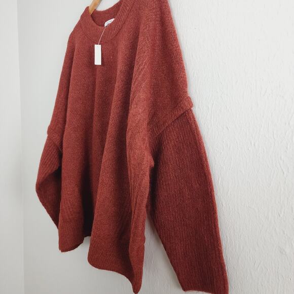 NEW Madewell Havener Cable Knit Pullover Alpaca Wool Sweater Heather Auburn - Picture 9 of 11